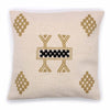 Beige classic cotton cushion cover with gold and black embroidered berber geometric patterns