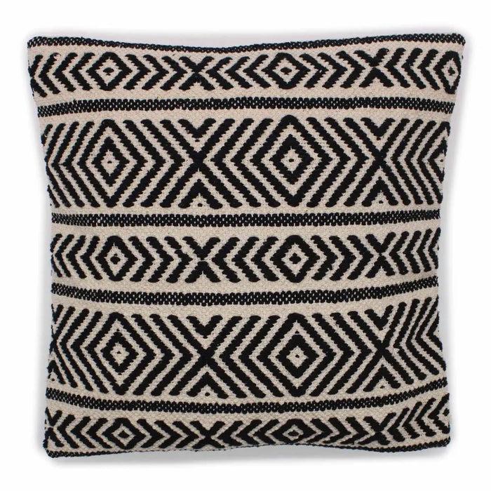 Classic cotton cushion cover with black and cream geometric woven tribal design cotton cushion for home decor