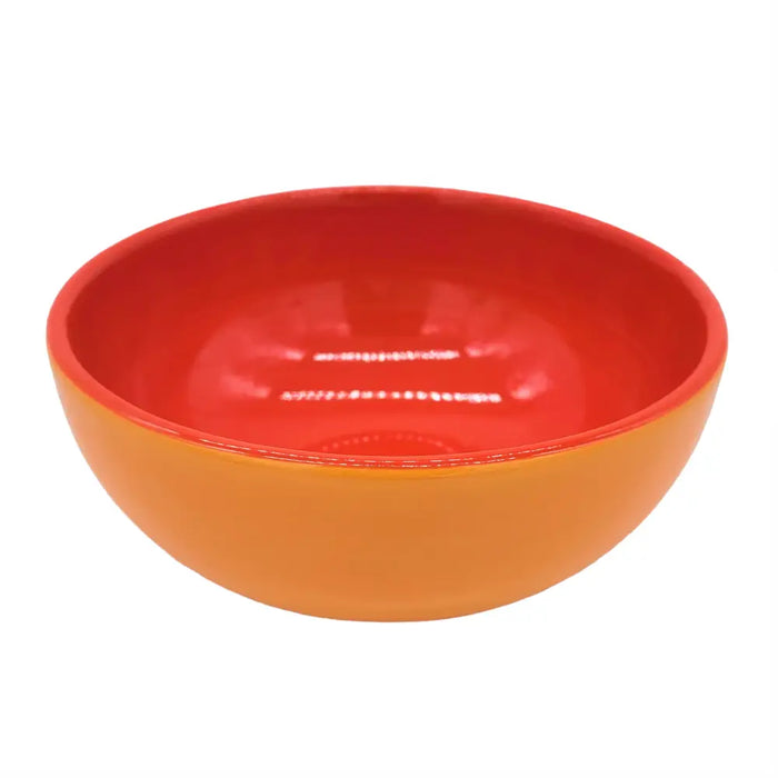 Vibrant orange and red ceramic dessert bowl with a glossy finish, 15cm colour-blocked breakfast or dessert bowl