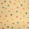 Beige recycled kraft wrapping paper with scattered red blue orange and gray hearts gift wrap sheet 1m x 50cm