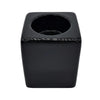 Contemporary black square ceramic tealight holder with glossy finish and circular opening for tealight use