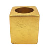 Contemporary gold square ceramic tealight holder with 5cm square brushed metallic finish and circular top opening