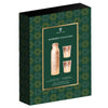 The copper water bottle and cups gift set with hammered copper finish in a dark green box with gold patterns for warm water