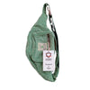 Cotton hemp sage bum-bag with green herringbone pattern zipper pocket and adjustable strap in woven fabric