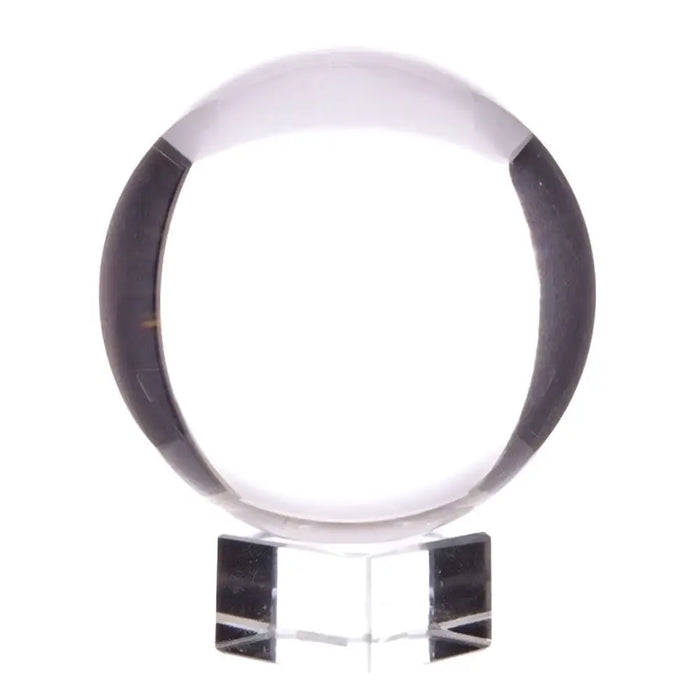 Crystal ball on stand 130mm clear optical glass sphere with dark smoky band on a transparent acrylic stand