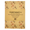 Brown recycled kraft wrapping paper with colorful cupcake and sprinkle pattern folded in an a4 sheet