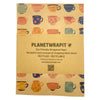 A package of planetwrapit recycled kraft gift wrap with colorful mug illustrations on beige kraft paper