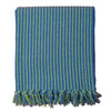 Blue and green striped throw made of recycled cotton with fringed edges from daisy snow collection