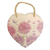 Découpage slate heart plaque with floral and butterfly design in soft pink purple and cream tones on decorative slate