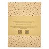 Dots recycled eco kraft wrapping paper shows brown recycled kraft with black polka dots folded in a compact sheet