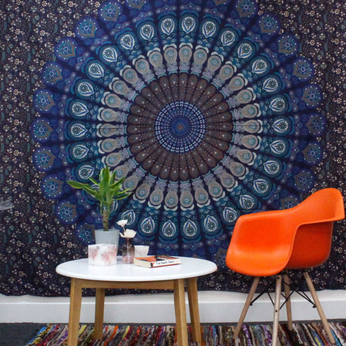 Couvre-lit / tenture murale en coton double - Mandala classique