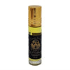 A sleek 8 ml glass dream spirit perfume oil rollerball with a gold cap and black label with golden text