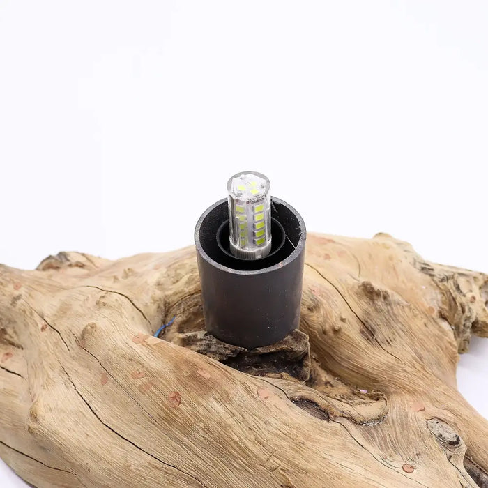 Black cylindrical led bulb with clear glass and visible greenish yellow leds for driftglow lamp grey crackle lava egg shade