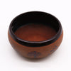 Earth powder singing bowl made of clay with a glossy black rim and dark tree of life motifs for clay om buddha use