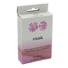 A white and pink gradient box of elements brand musk incense cones with a floral design featuring two purple flowers