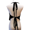 Black embellished elephant print cropped halter neck top with tie back straps made of soft fabric