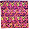 Vibrant purple embroidered velveteen cushion cover with colorful paisley and floral patterns in neon pink lime green orange and yellow