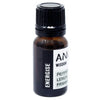 A small amber glass bottle with a black cap and white label reading energise containing an energising essential oil blend