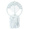 Extra large white macrame dream catcher with tree of life design and fringes made from cotton rope