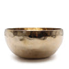 Extra large shining bell metal handmade singing bowl with hand hammered brass, smooth inside and textured outside