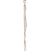 Beige extra long large macrame pot holder with silver metallic beads and loop top for hanging single pots