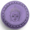 Purple haze mushroom singing bowl 5cm high with engraved buddha face and decorative border in circular shape