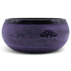 Purple haze mushroom singing bowl 5cm high ceramic with black etched mushroom and foliage design