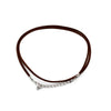 Brown suede cord necklace with silver toned chain and clasp faux leather pendant cord dark brown 2.5mm