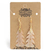 Gold-toned festive fir leaf earrings with textured real leaves design and delicate gold hooks for lightweight wear