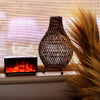 A black usb powered electric flame effect aroma diffuser with two mist settings and gentle bird sound