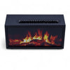 Black rectangular tissue box with digital flame design usb powered flame effect aroma diffuser with two mist settings and gentle bird sound