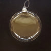 Clear flat glass christmas ornament with silver metallic cap and hanging loop, one of two design options