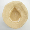 Beige floppy straw sun hat with woven material and soft flexible inner band for comfortable sun protection