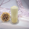 Cream pillar candle with smooth finish on a frosted glass coaster for pillar candles up to 9.5cm diameter