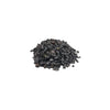 A pile of small black tourmaline gemstone chips with smooth polished surfaces in irregular shapes weighing 1kg