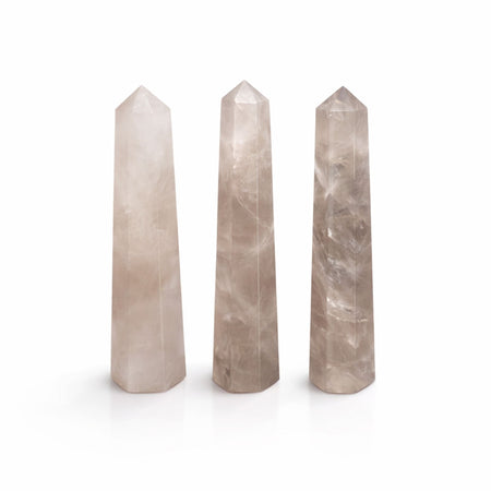 The Window, Milford Haven smoky quartz six-face obelisk points with translucent polished finish for home decor.