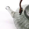 Clear glass infuser teapot with charcoal ribbed body and dark brown wooden handle 950ml capacity