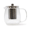 Glass infuser teapot with clear glass body and stainless steel lid handle and built-in filter 550ml capacity