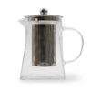 Glass infuser teapot tower shape with clear glass body and stainless steel filter and lid for brewing tea or coffee