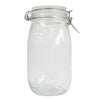 Clear glass kilner storage jar with silver metal clamp lid available in four sizes for versatile kitchen use