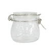 Clear glass kilner storage jar with silver metal clasp lid available in four sizes for versatile kitchen use