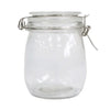 Clear glass kilner storage jar with a silver metal clasp lid available in four sizes for versatile kitchen use