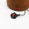 Black uk-style three-pin power plug with red grounding clip and cord for grand water feature greek urn with crystal ball
