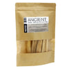 A 100g pack of green tree palo santo holy wood sticks in a brown kraft paper pouch with a clear window and white sage