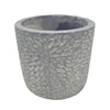 Gray concrete plant pot with a textured pebble surface and subtle radial pattern for indoor or outdoor use
