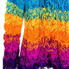 Vibrant rainbow gradient knitted scarf with chunky wool yarn and fringed edges from gringo fairtrade cardigan set