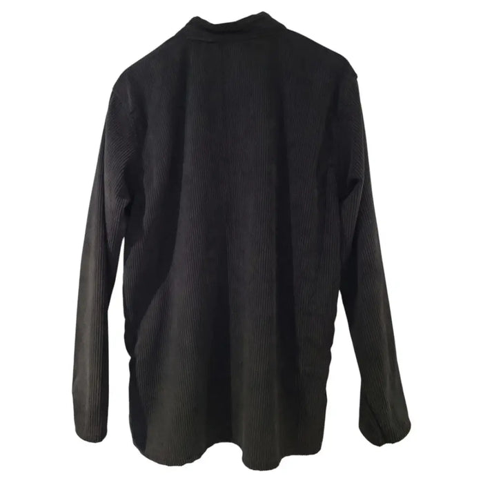 Black ribbed corduroy grandad shirt with long sleeves and high collar from gringo fairtrade collection