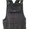 Dark gray jumbo cord dungarees with ribbed corduroy texture and wooden buttons from gringo fairtrade black collection