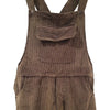 Brown cord jumbo cord dungarees with ribbed texture and two buttons on front pockets from gringo fairtrade