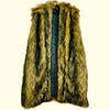 Gringo fairtrade long-length sleeveless faux fur coat with golden brown and dark black striped fur coat pattern